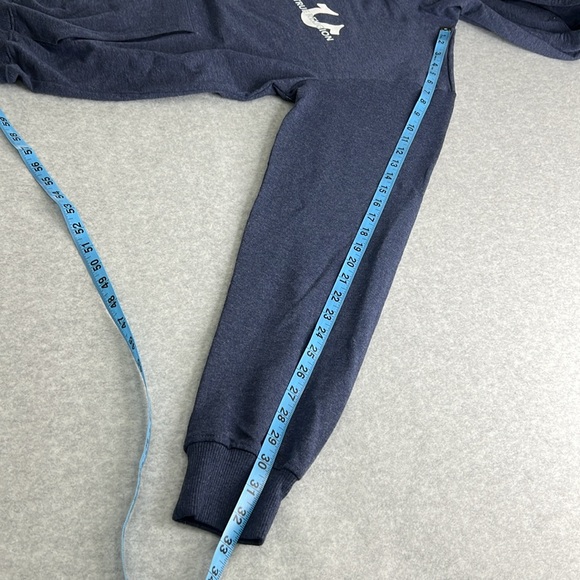 True Religion Mens Size Large Pullover Hoodie Blue TR Repeat Slant Logo Y2K NWT - Picture 8 of 11
